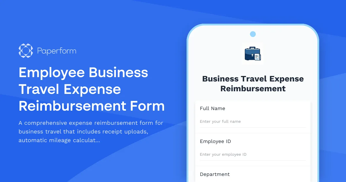 Employee Business Travel Expense Reimbursement Form