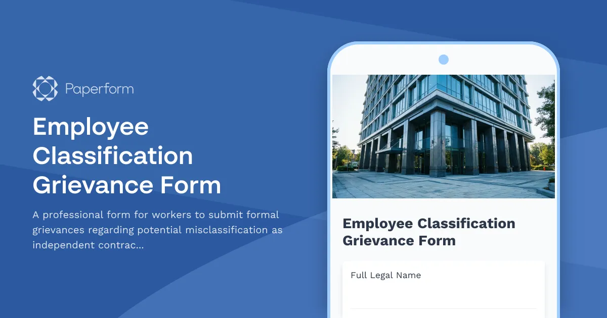 Employee Classification Grievance Form