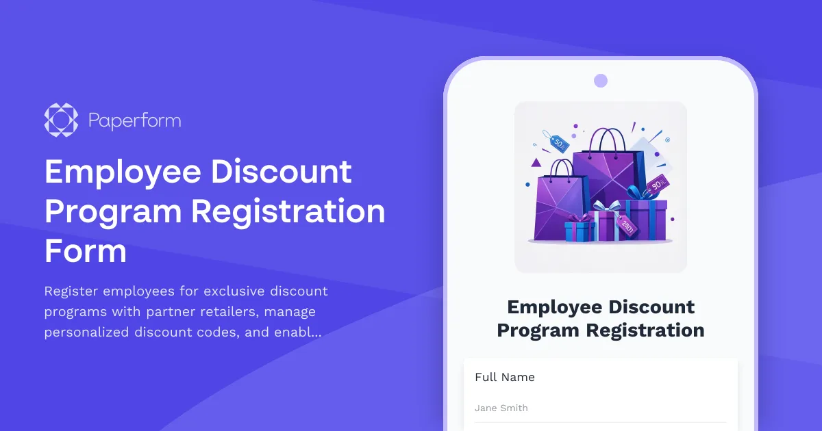 Employee Discount Program Registration Form