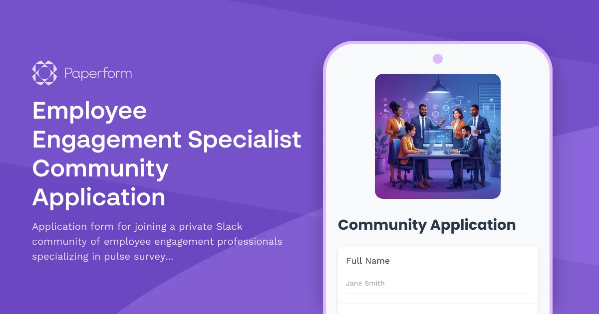 Employee Engagement Specialist Community Application