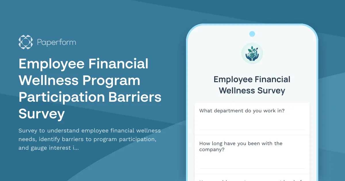 Employee Financial Wellness Program Participation Barriers Survey
