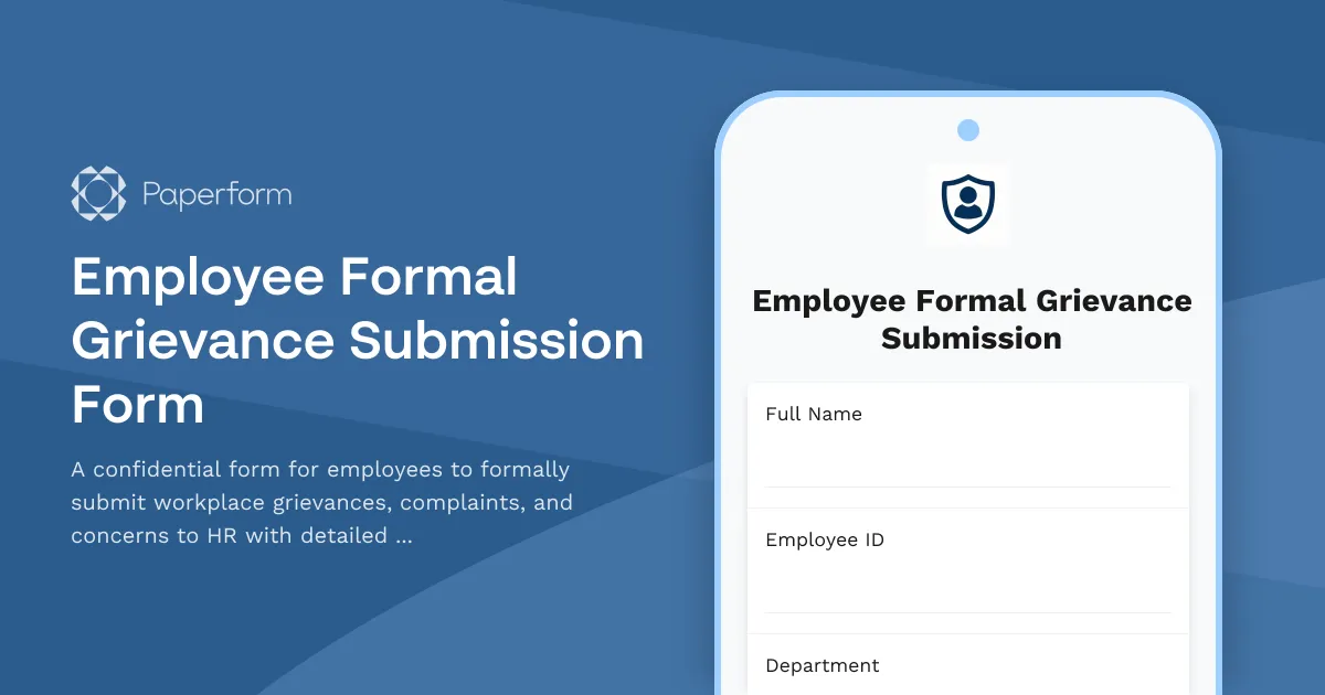 Employee Formal Grievance Submission Form
