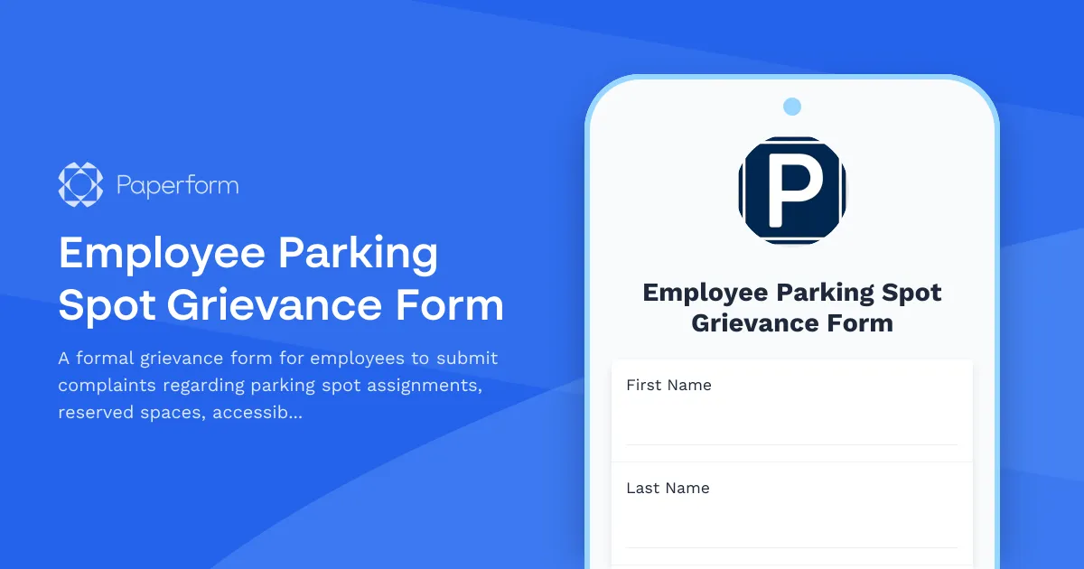 Employee Parking Spot Grievance Form