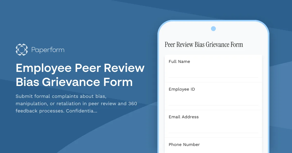 Employee Peer Review Bias Grievance Form