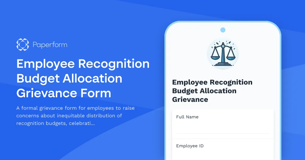 Employee Recognition Budget Allocation Grievance Form