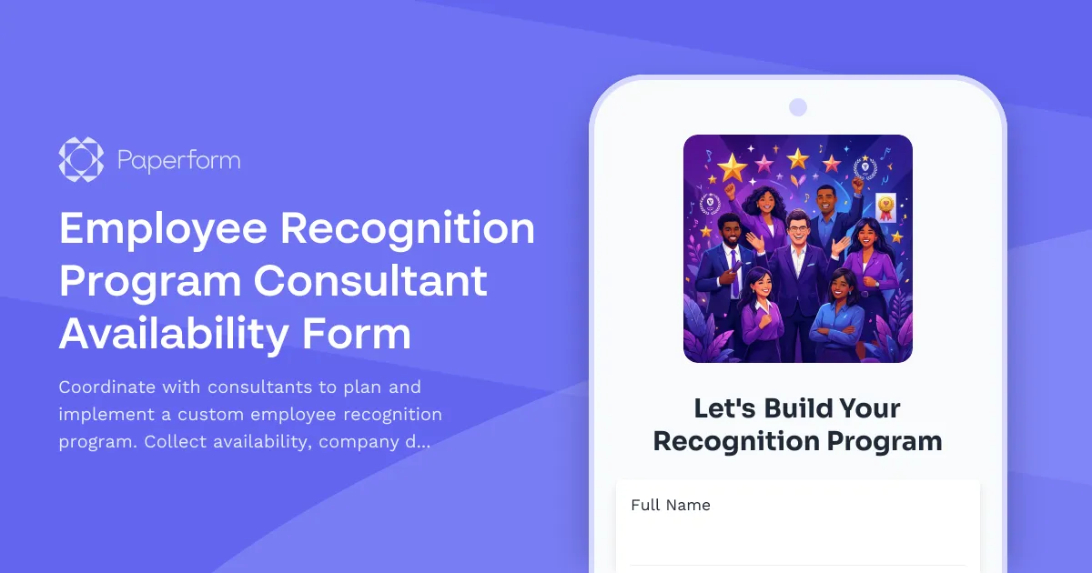 Employee Recognition Program Consultant Availability Form