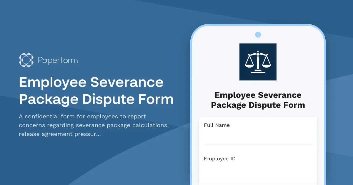Employee Severance Package Dispute Form