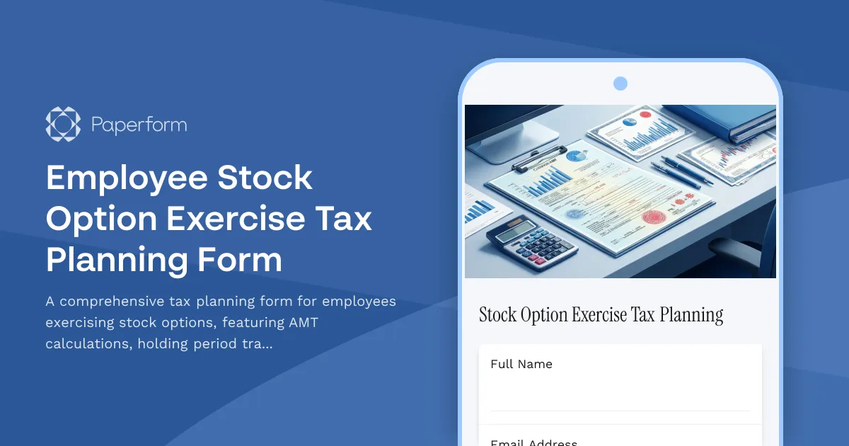 Employee Stock Option Exercise Tax Planning Form