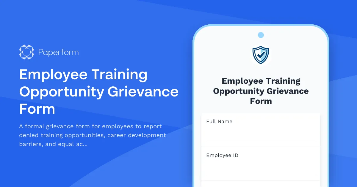 Employee Training Opportunity Grievance Form