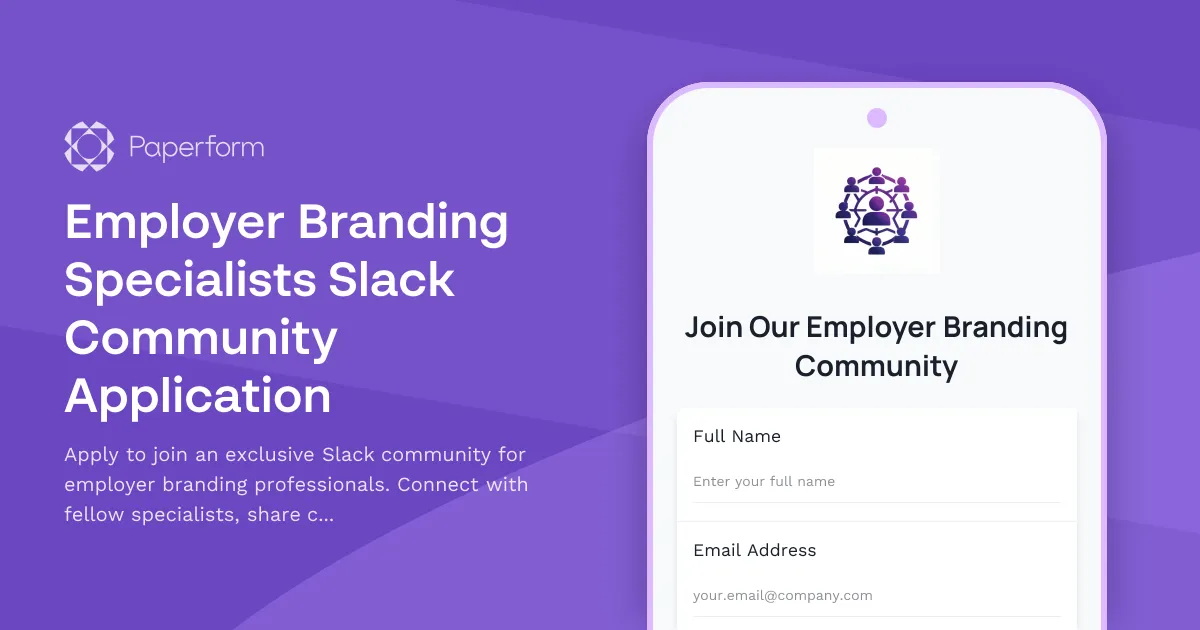 Employer Branding Specialists Slack Community Application