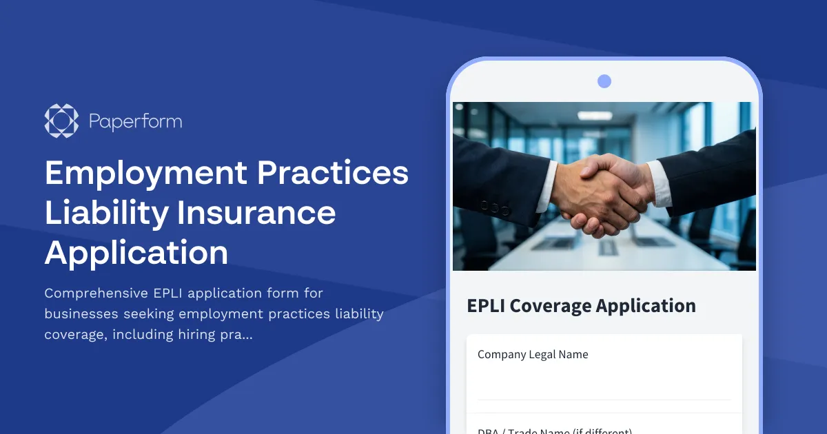 Employment Practices Liability Insurance Application