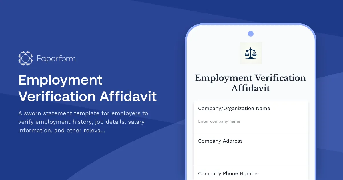 Employment Verification Affidavit