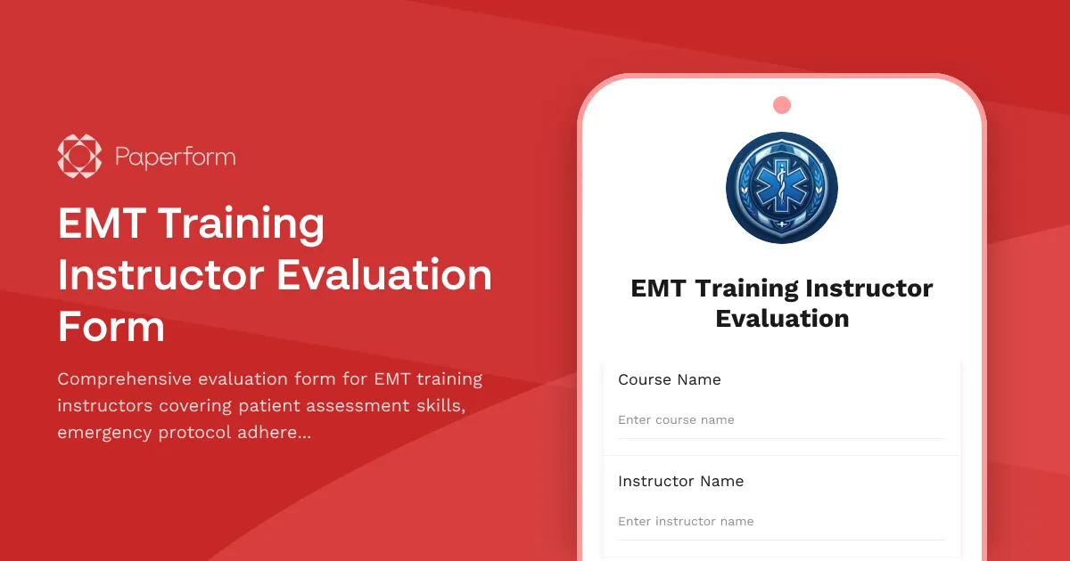 EMT Training Instructor Evaluation Form
