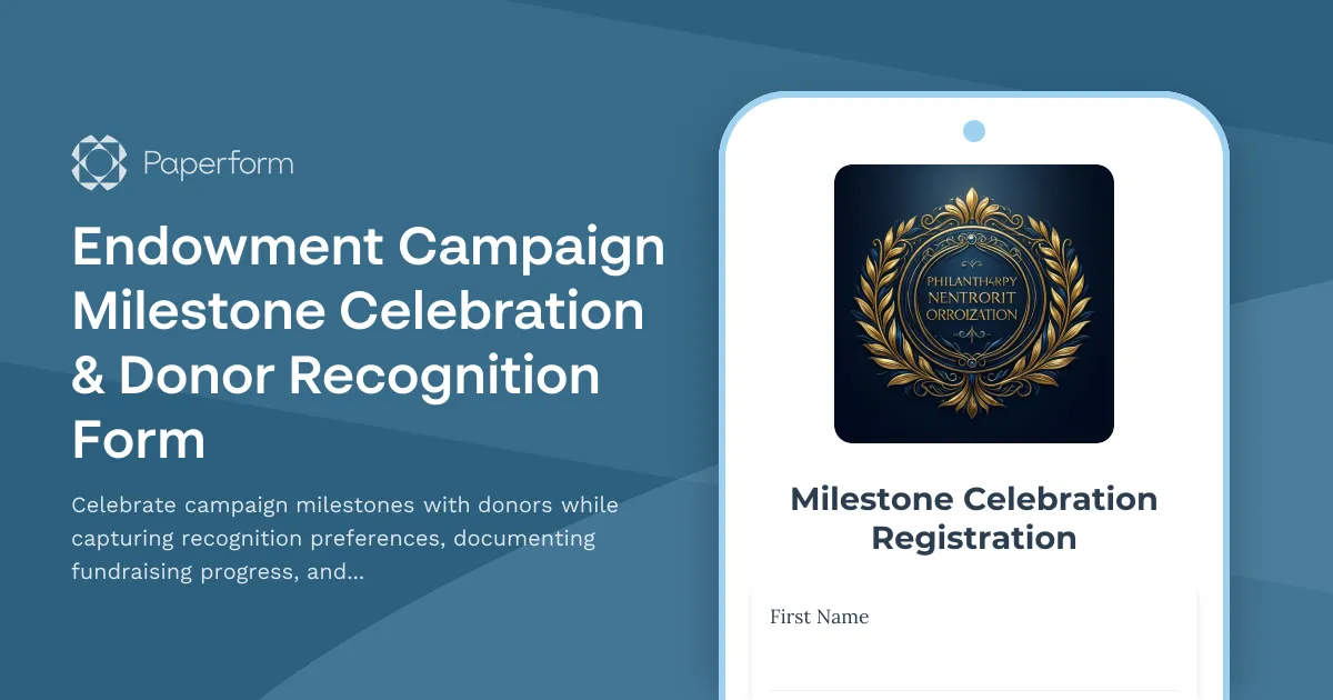 Endowment Campaign Milestone Celebration & Donor Recognition Form