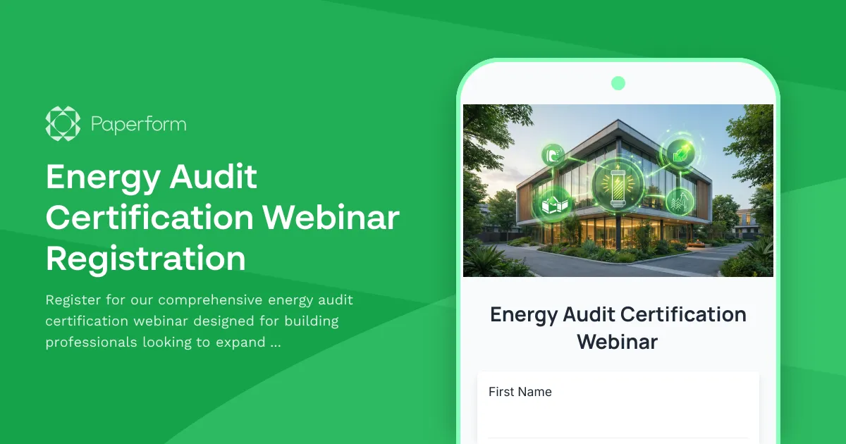 Energy Audit Certification Webinar Registration