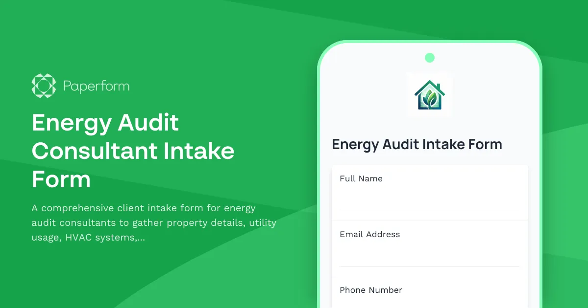 Energy Audit Consultant Intake Form