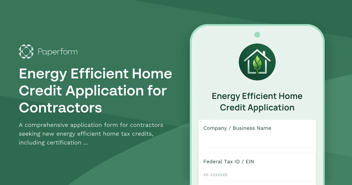 Energy Efficient Home Credit Application for Contractors