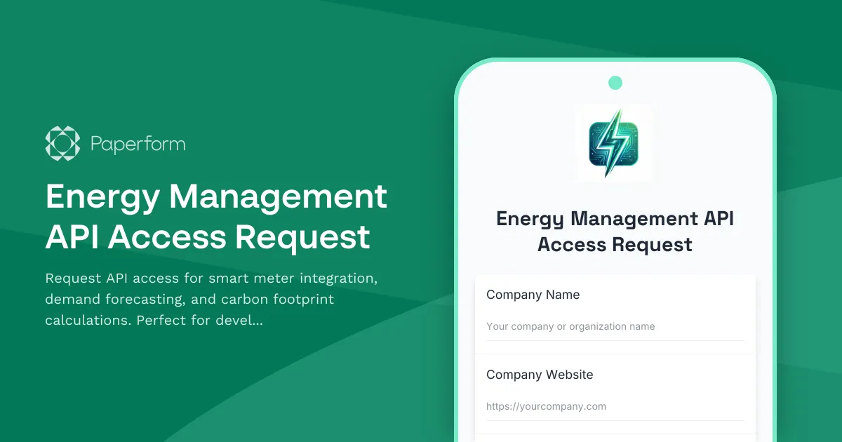 Energy Management API Access Request