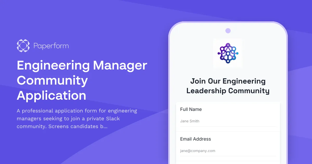 Engineering Manager Community Application