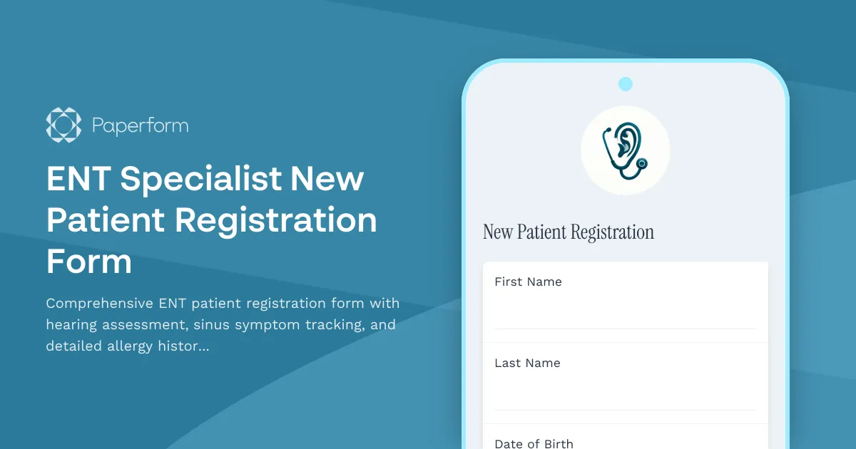 ENT Specialist New Patient Registration Form