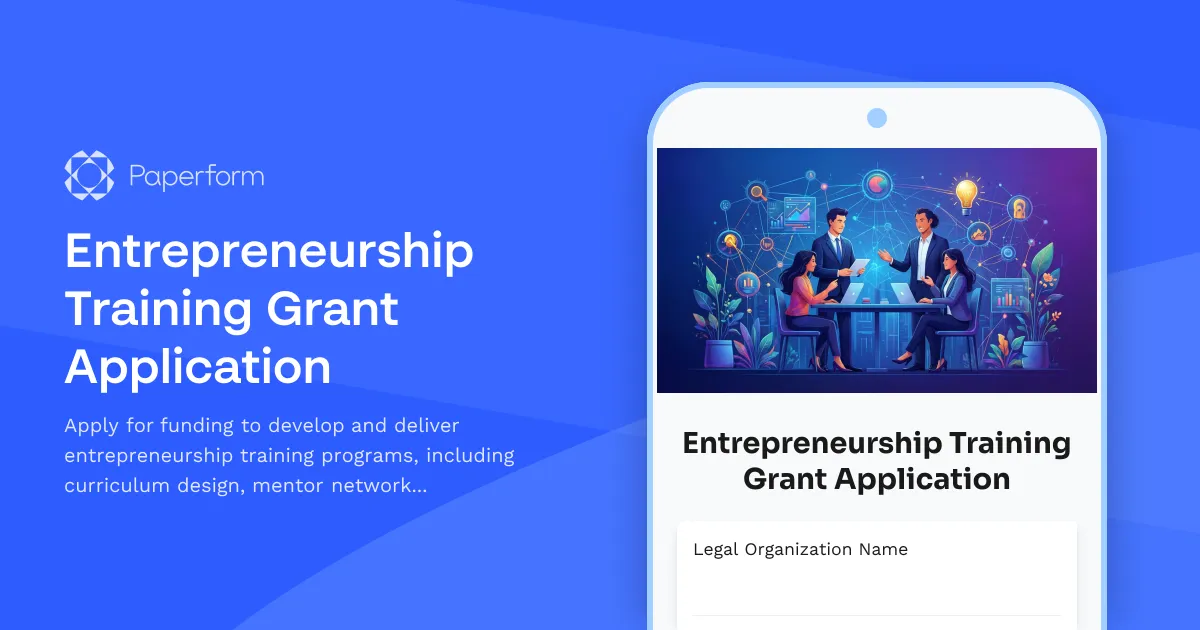 Entrepreneurship Training Grant Application