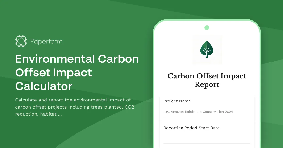 Environmental Carbon Offset Impact Calculator