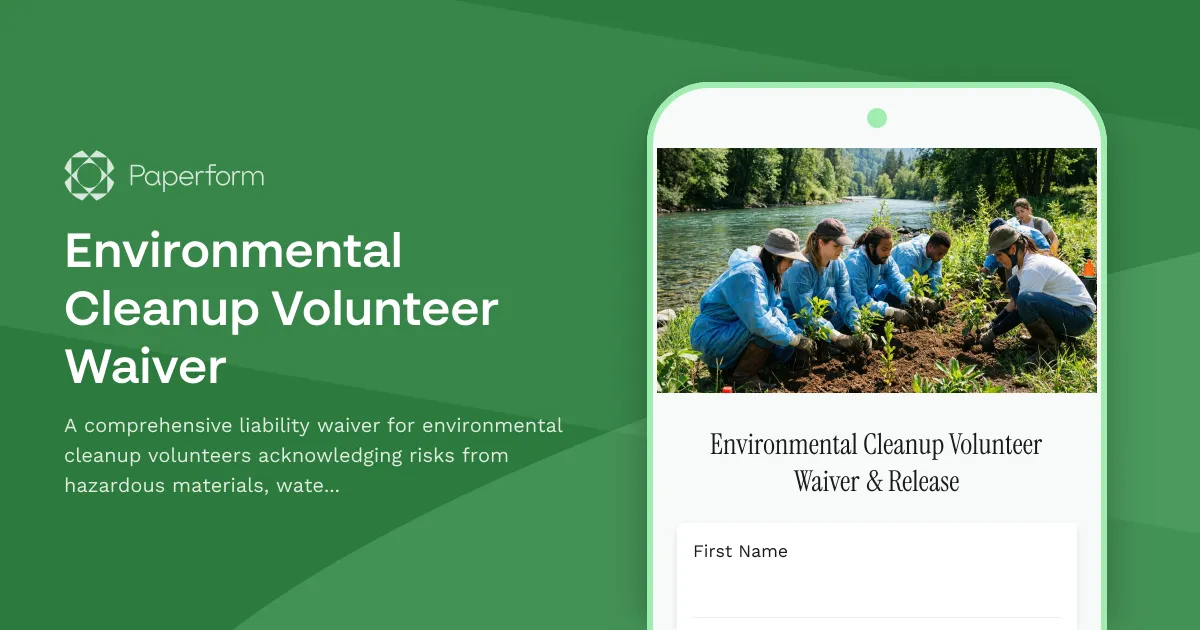 Environmental Cleanup Volunteer Waiver