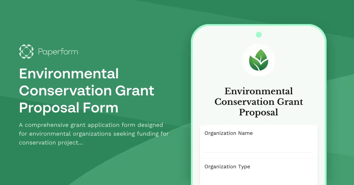 Environmental Conservation Grant Proposal Form