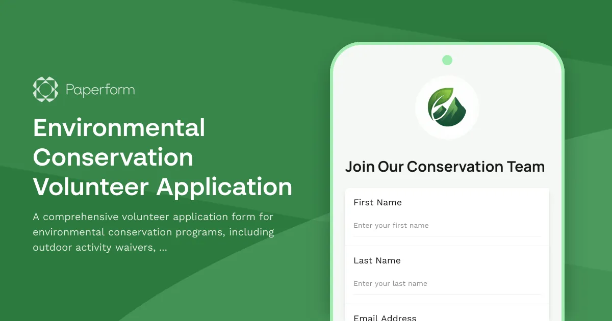 Environmental Conservation Volunteer Application