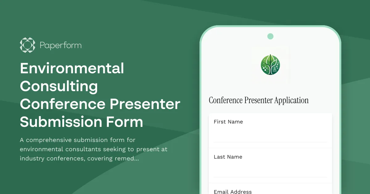 Environmental Consulting Conference Presenter Submission Form
