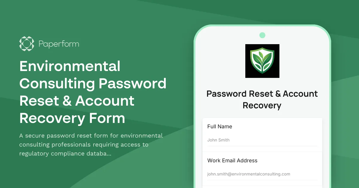 Environmental Consulting Password Reset & Account Recovery Form
