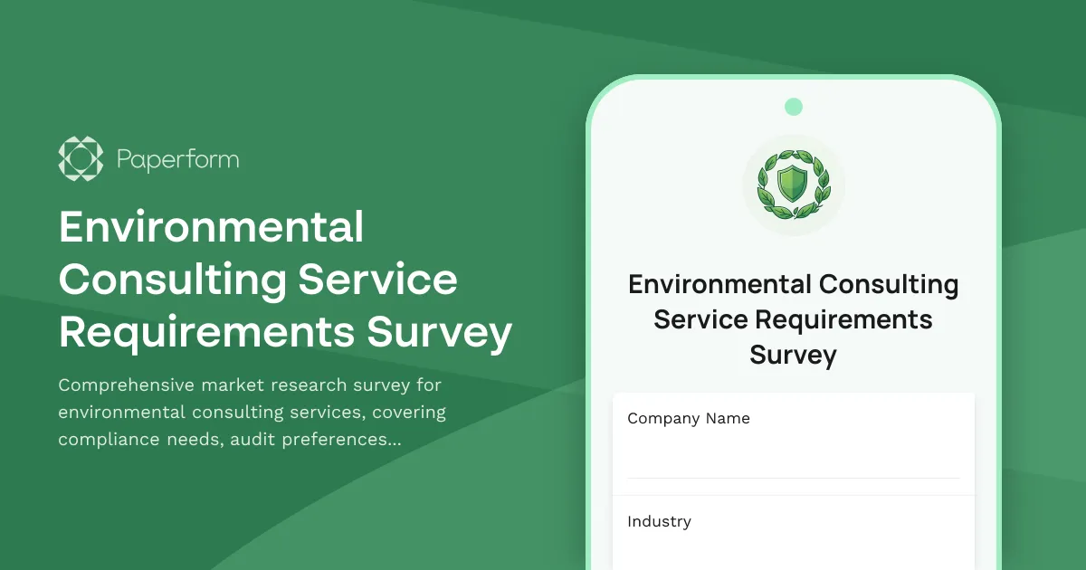 Environmental Consulting Service Requirements Survey