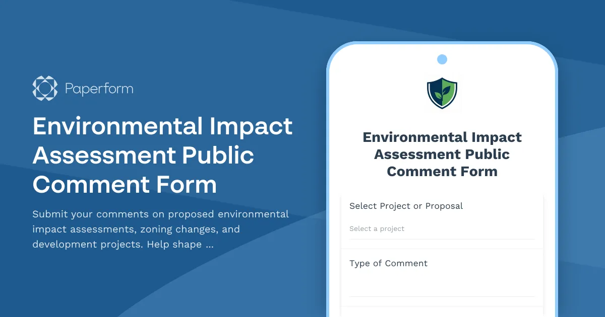 Environmental Impact Assessment Public Comment Form