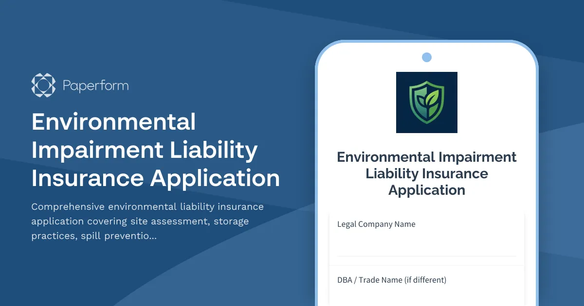 Environmental Impairment Liability Insurance Application