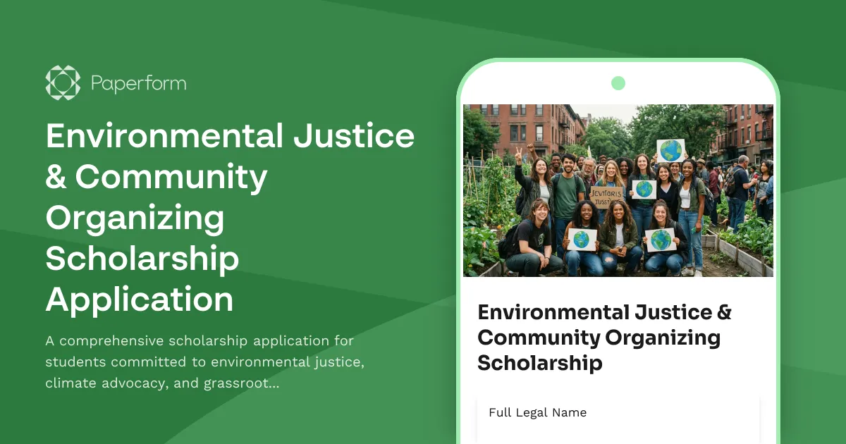 Environmental Justice & Community Organizing Scholarship Application