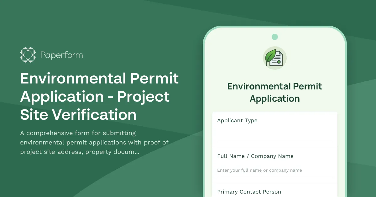 Environmental Permit Application - Project Site Verification