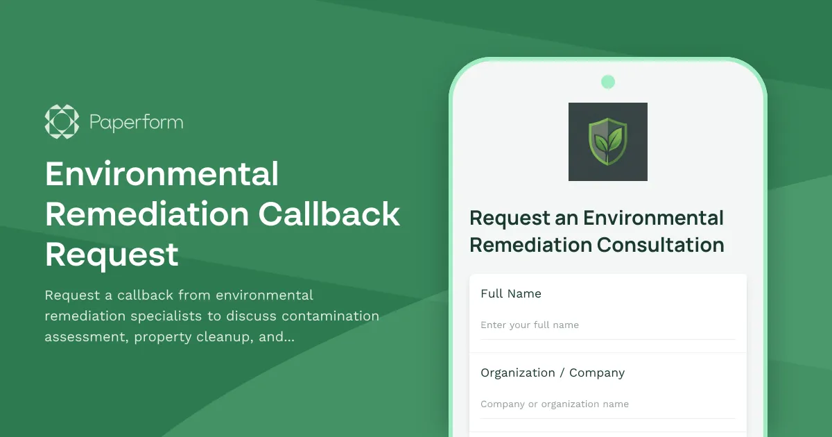 Environmental Remediation Callback Request