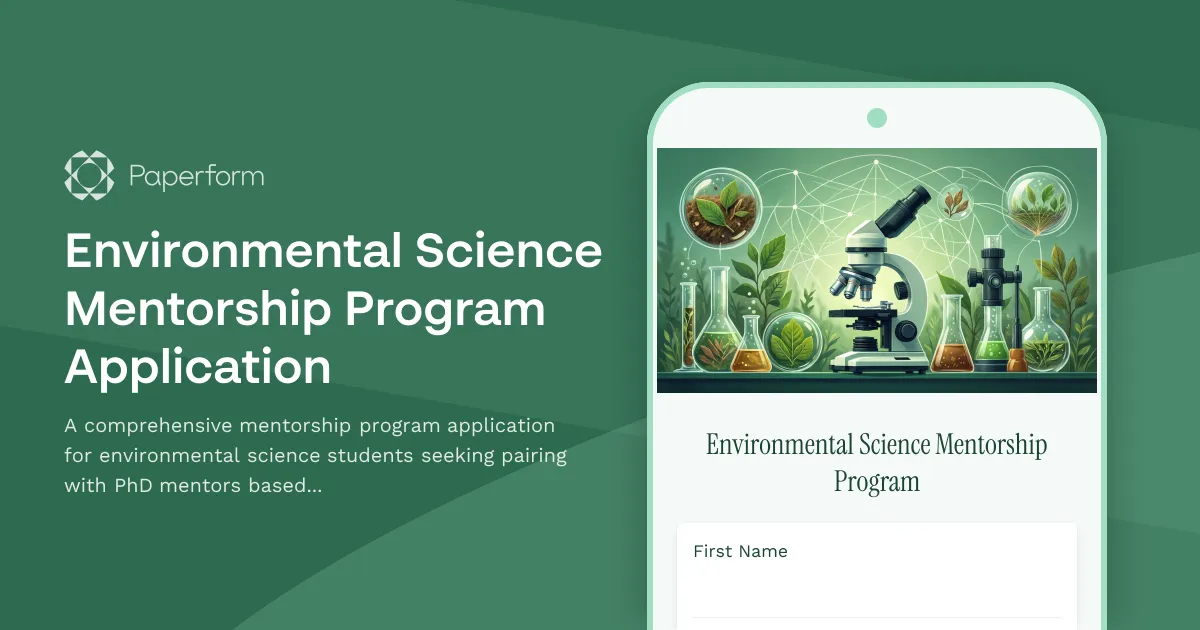 Environmental Science Mentorship Program Application