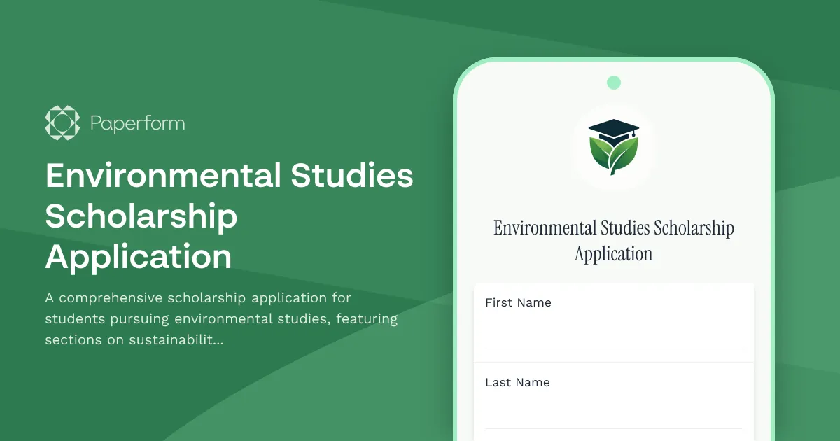 Environmental Studies Scholarship Application