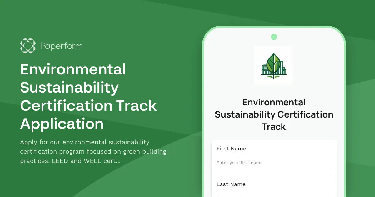 Environmental Sustainability Certification Track Application