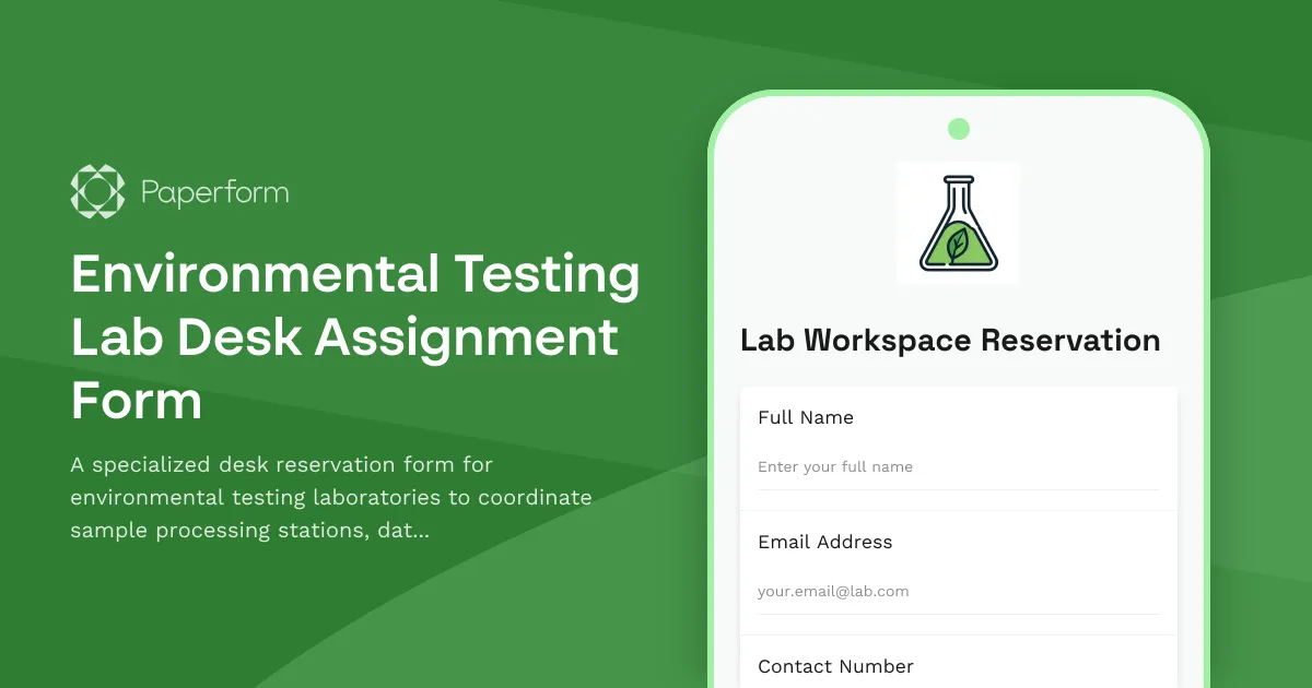 Environmental Testing Lab Desk Assignment Form