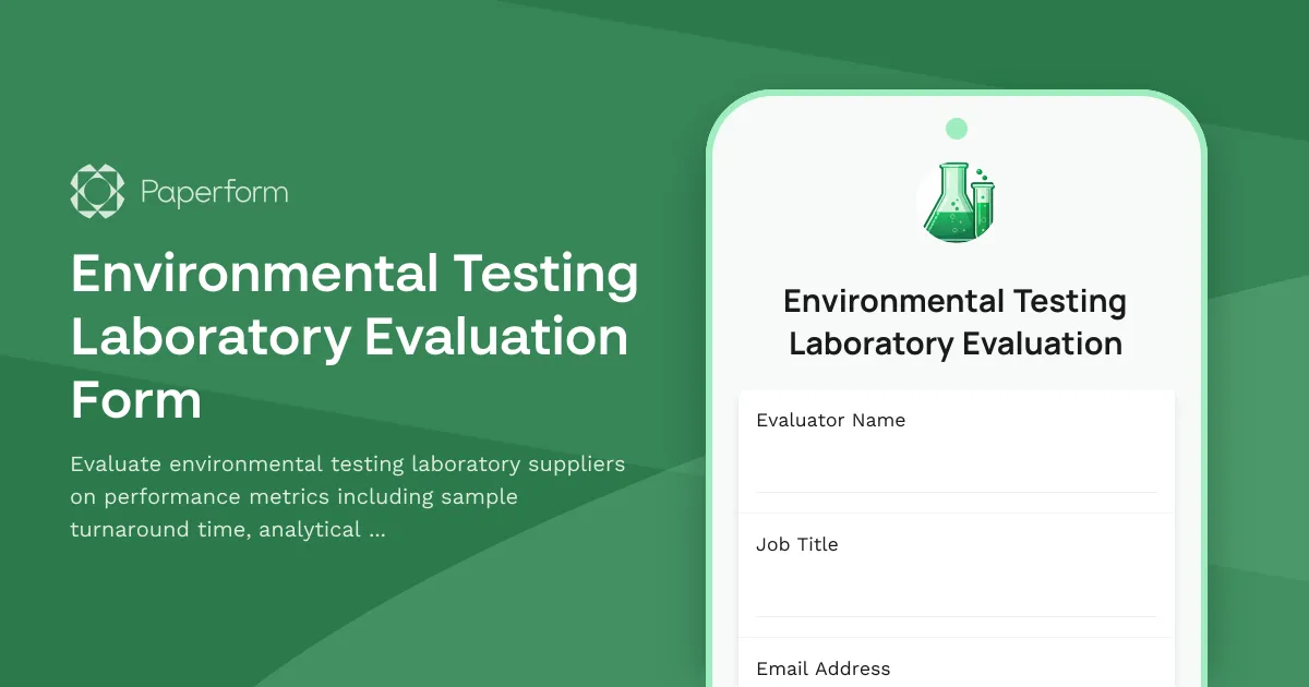Environmental Testing Laboratory Evaluation Form
