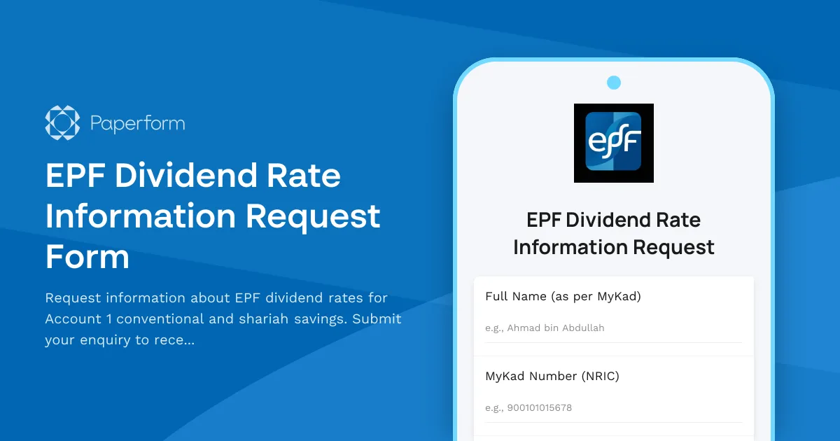 EPF Dividend Rate Information Request Form