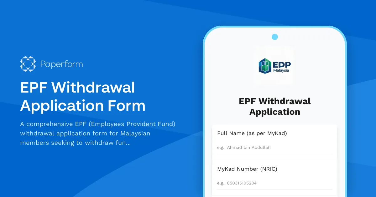 EPF Withdrawal Application Form