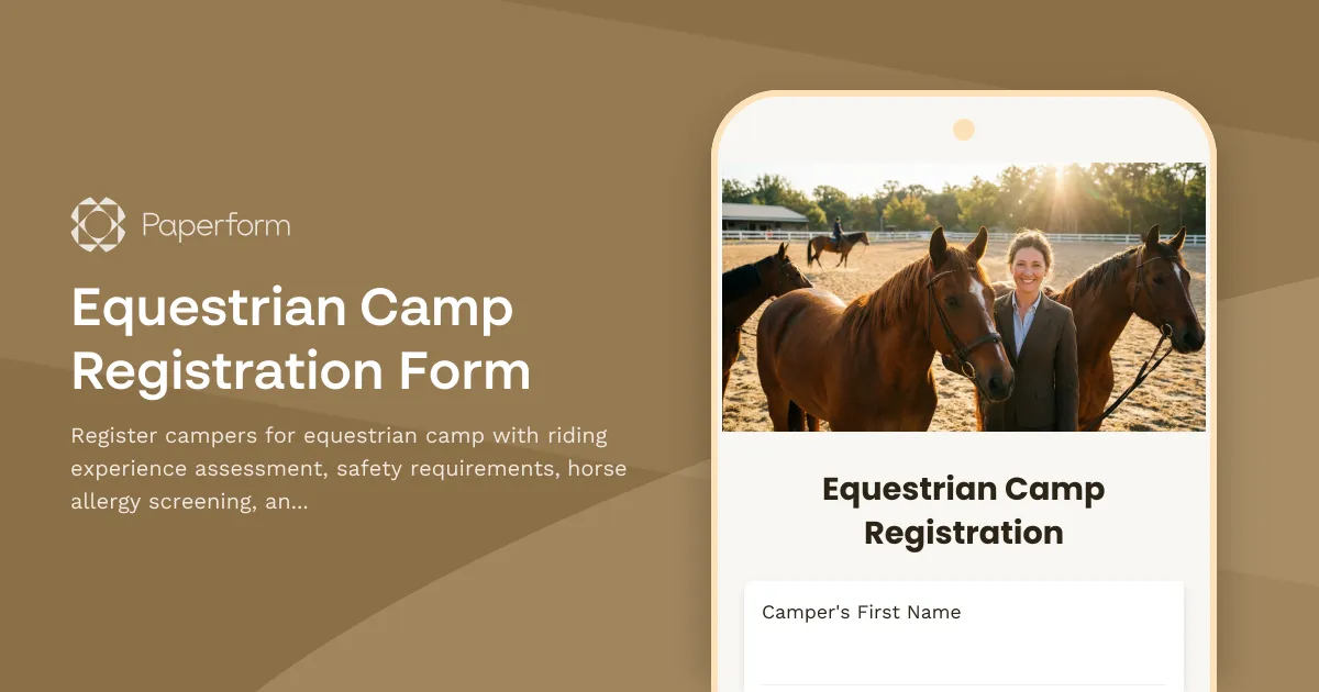 Equestrian Camp Registration Form
