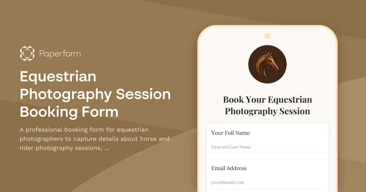Equestrian Photography Session Booking Form