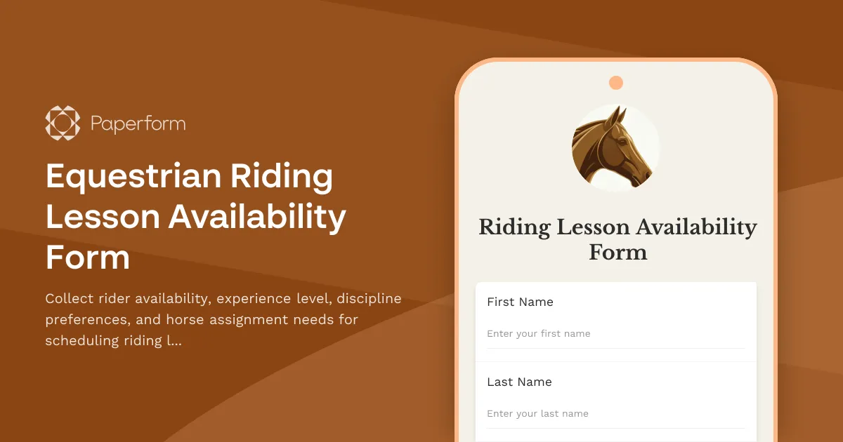 Equestrian Riding Lesson Availability Form