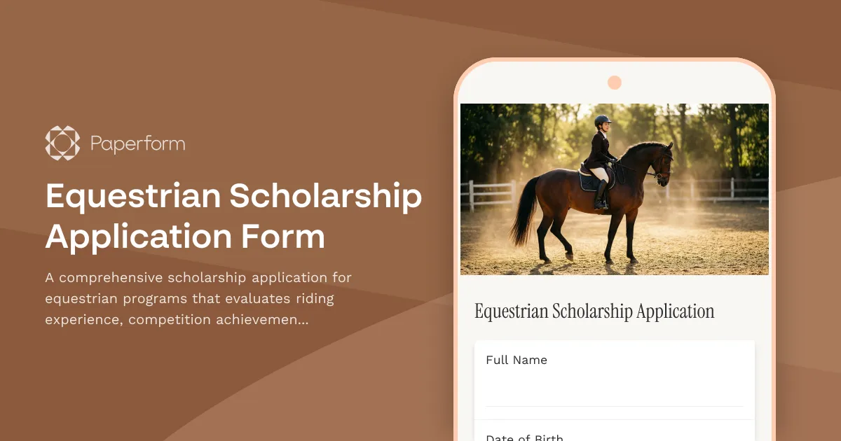 Equestrian Scholarship Application Form