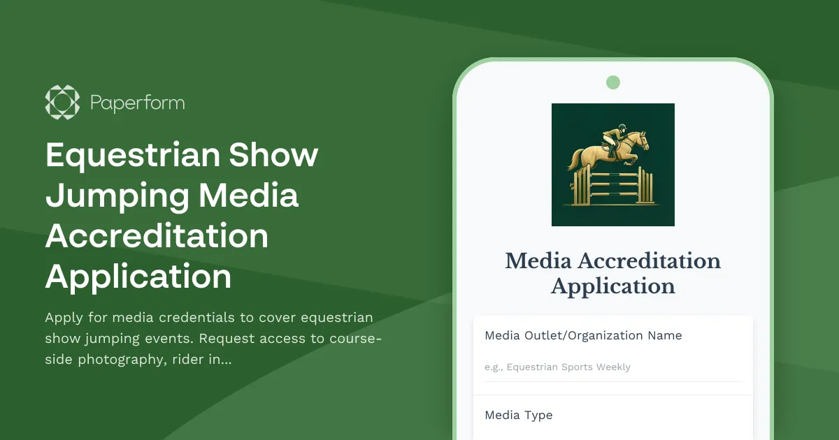 Equestrian Show Jumping Media Accreditation Application