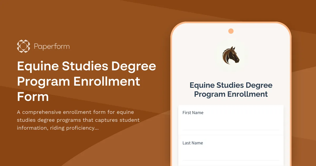 Equine Studies Degree Program Enrollment Form